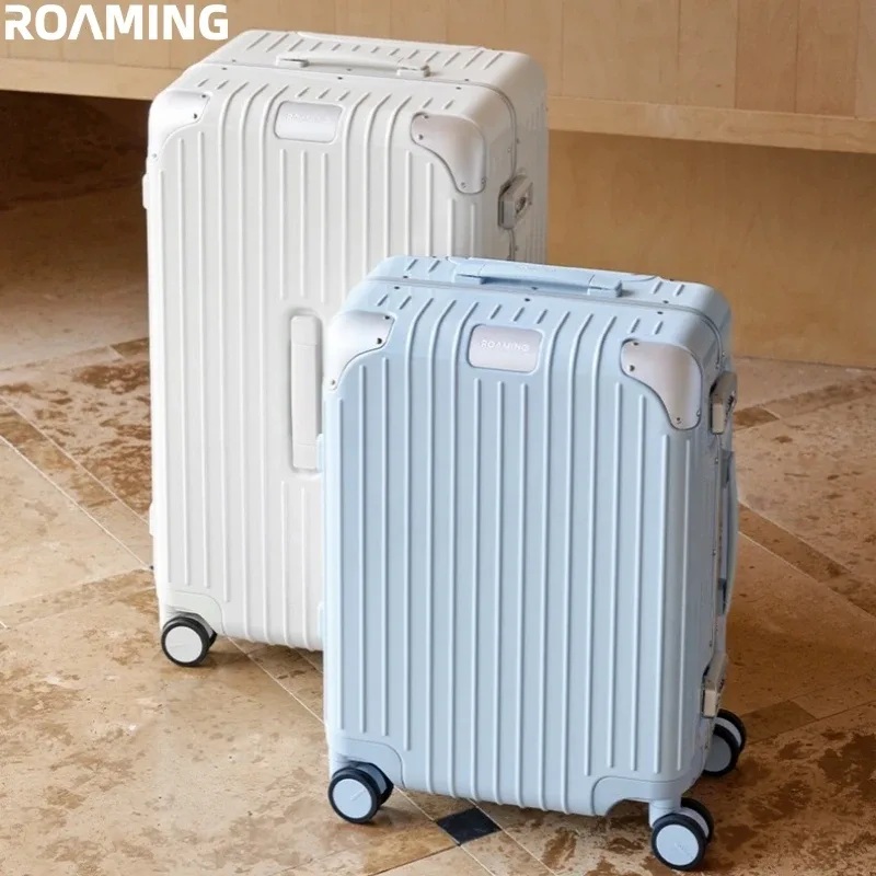 Valise de luxe ROAMING en matériau PC avec cadre en alliage d'aluminium, serrure TSA, bagage à roulettes, grande capacité, 20/24/26/28/30 pouces