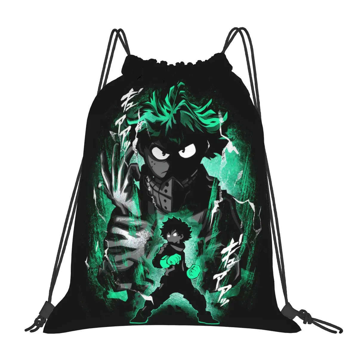 sac à cordon dark deku izuku midoriya my hero academia, sac à dos de rangement pour la gym, sac à chaussures pour l'école, 1 pièce