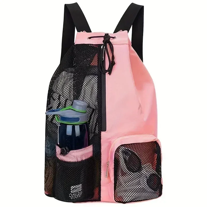 Sac à dos en maille avec cordon de serrage, pratique à transporter, pour la plage, la plongée, le sport, la gym
