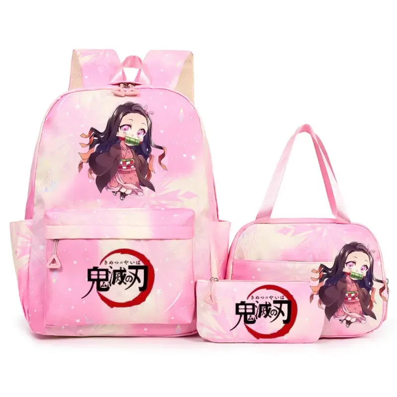 sac à dos demon slayer nezuko kamado pour adolescents, cartable de grande capacité avec sac à bandoulière pour usage quotidien, pour filles et femmes, mochilas de voyage