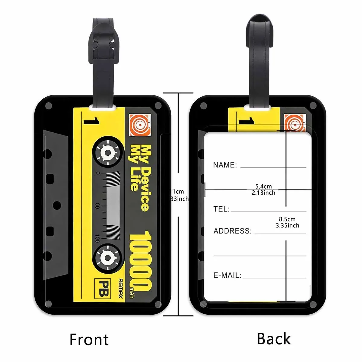 étiquettes de bagage vintage en forme de cassette audio, porte-adresses et noms pour valises, accessoires de voyage portables