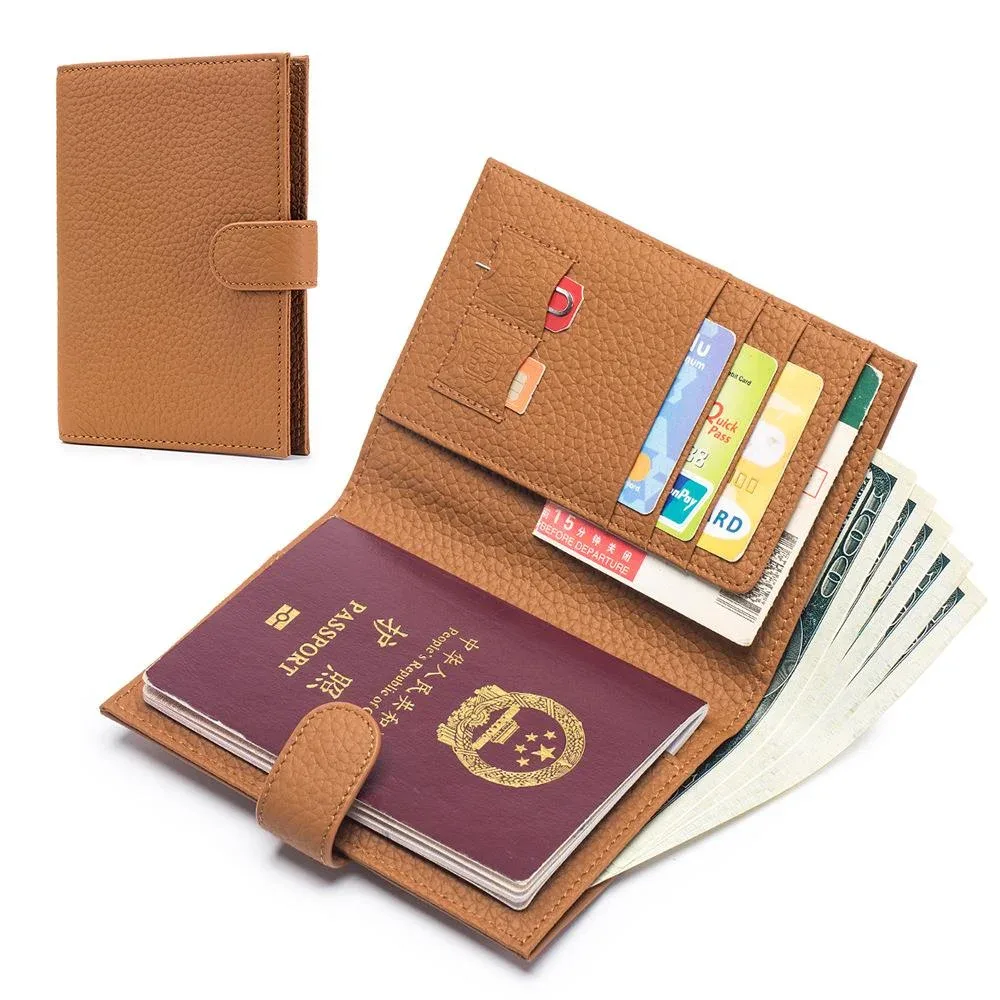 porte-passeport de voyage en cuir véritable, lettres personnalisées, blocage rfid, porte-carte de crédit, pince à billets ultra-mince, sac de rangement pour billets