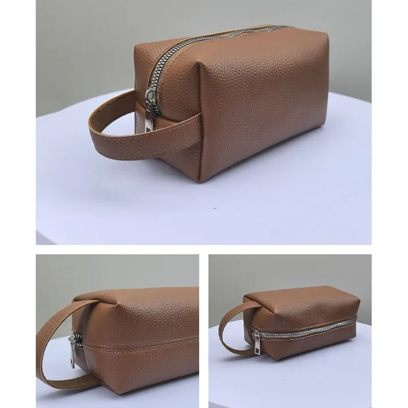 trousse de toilette de voyage portable en cuir pu, grande capacité, avec fermeture éclair, logo personnalisé, gravure de nom, vente en gros, luxe