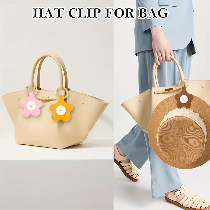 clip de chapeau magnétique de voyage en cuir pu, chapeau en forme de fleur, clip de rangement anti-perte, pendentif de sac à dos à la mode