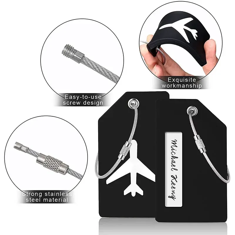 étiquettes de bagage d'avion en silicone pour hommes et femmes, porte-adresse d'identité de valise, étiquette de bagage mignonne, accessoires de voyage, étiquette de sacs, haute qualité