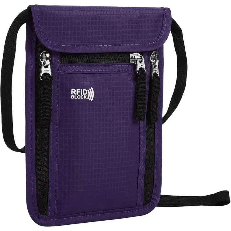 pochette de voyage, portefeuille de cou, porte-passeport familial, étui de rangement avec blocage rfid, portefeuille de voyage, accessoires de voyage