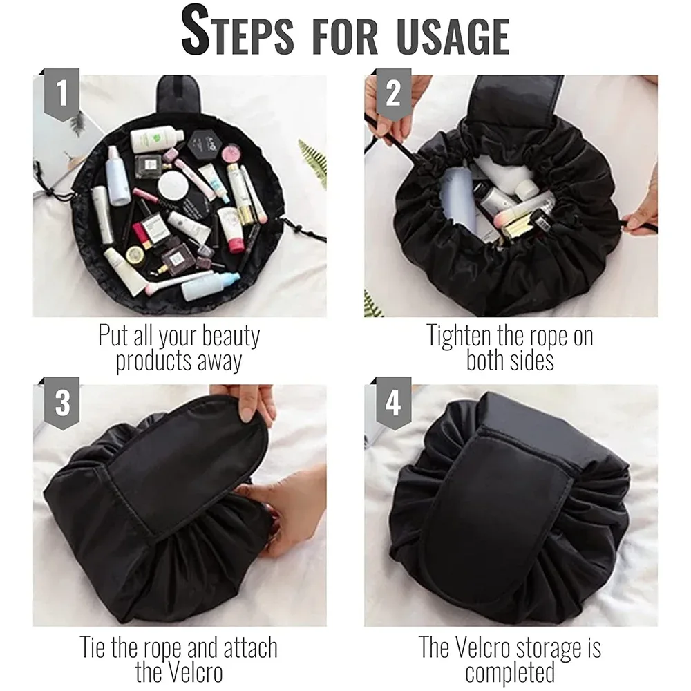 sac de rangement portable étanche pour cosmétiques, sac paresseux de proximité wstring, poudres de maquillage magiques, grande capacité, trousse de beauté de toilette de voyage