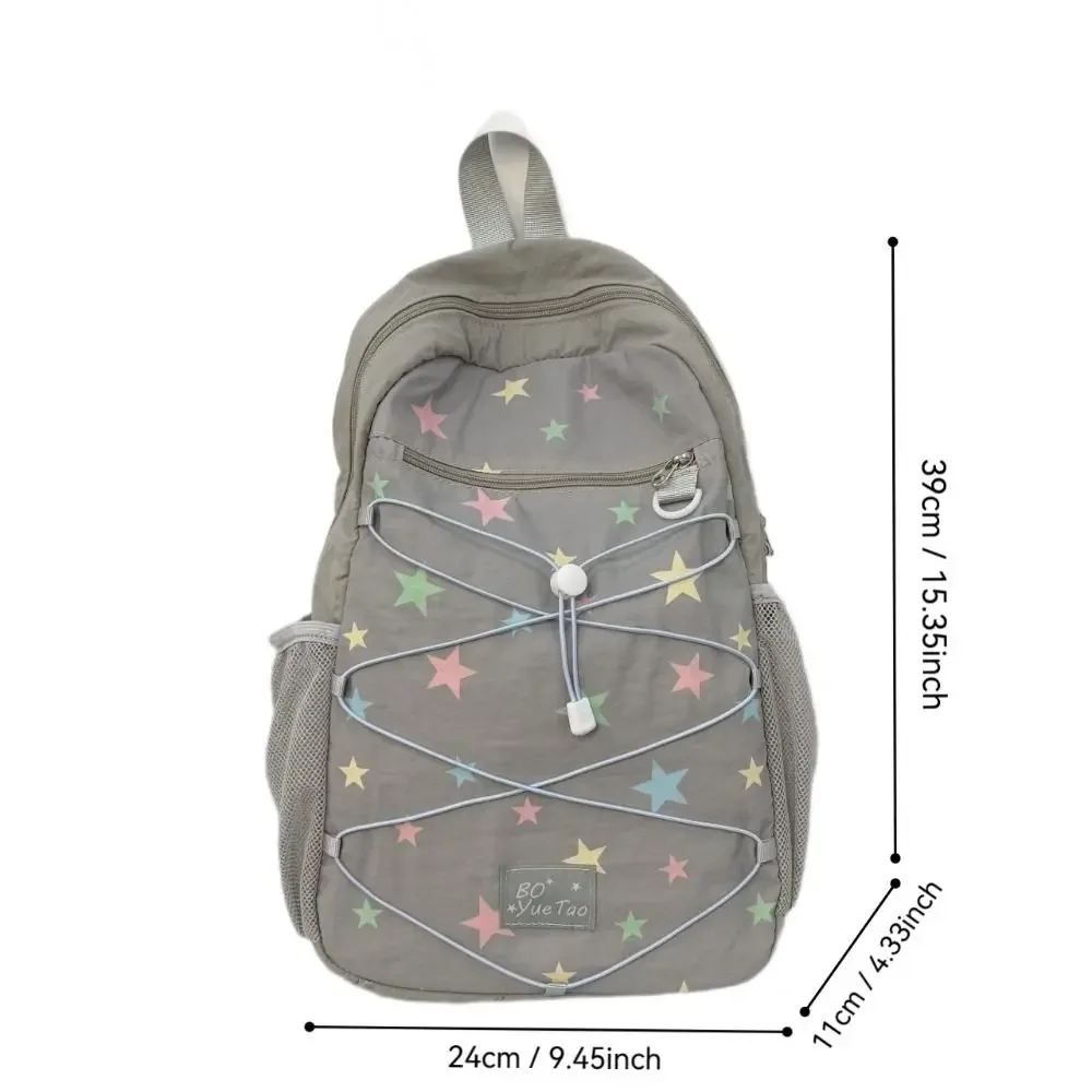 sac à dos d'extérieur tendance en nylon, résistant à l'usure, imprimé étoiles, style coréen, grande capacité, pour femmes et étudiants
