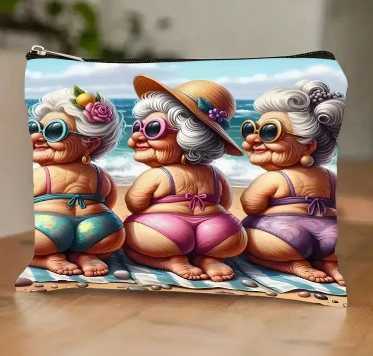 sac de maquillage rétro tendance style hippie, sac de rangement imprimé style grand-mère, organisateur de petits articles de voyage réutilisable pour femme