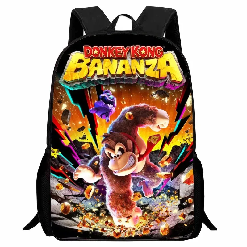 donkey kong bananza – sacs à dos pour enfants, garçons et filles, cadeau d'anniversaire pour étudiants, sac d'école pour enfants, grande capacité, sac à dos de camping durable