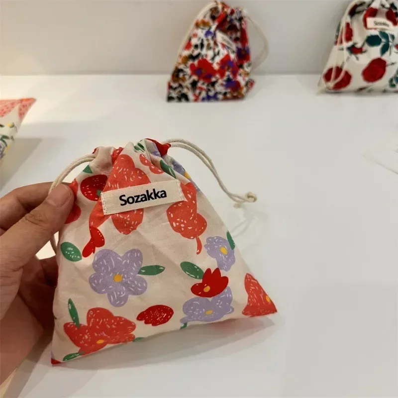 sac à cosmétiques en coton à cordon de serrage, fourre-tout pliable écologique, sacs à main portables, sacs d'épicerie pliables, sac de rangement en toile