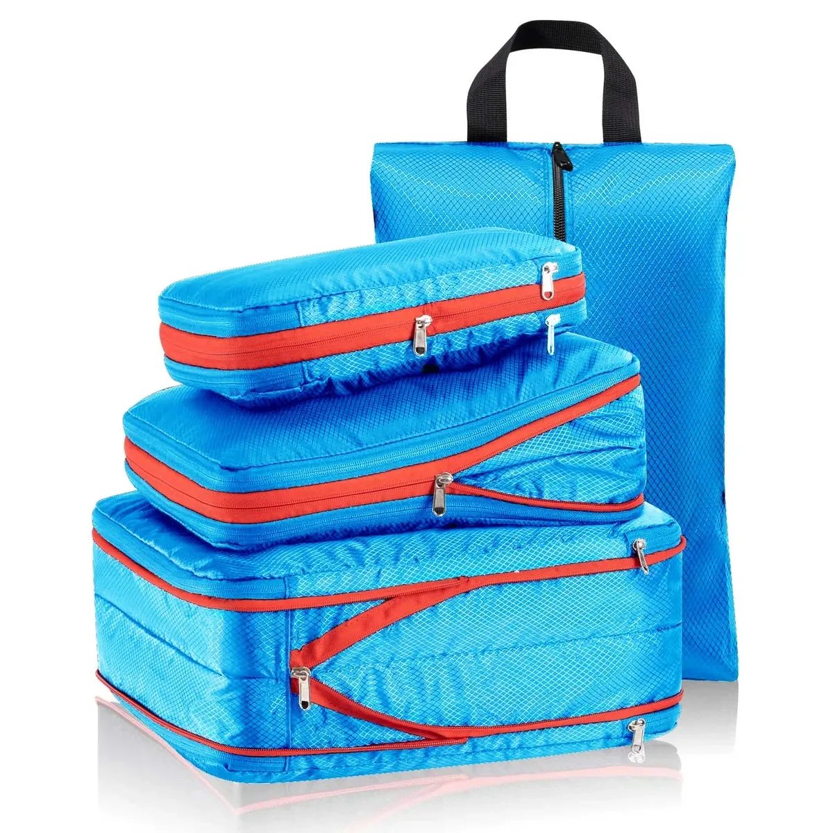 ensemble de sacs de rangement de voyage à double compression avec sac à chaussures, organisateur de bagages, accessoires de voyage, pochette de rangement compacte