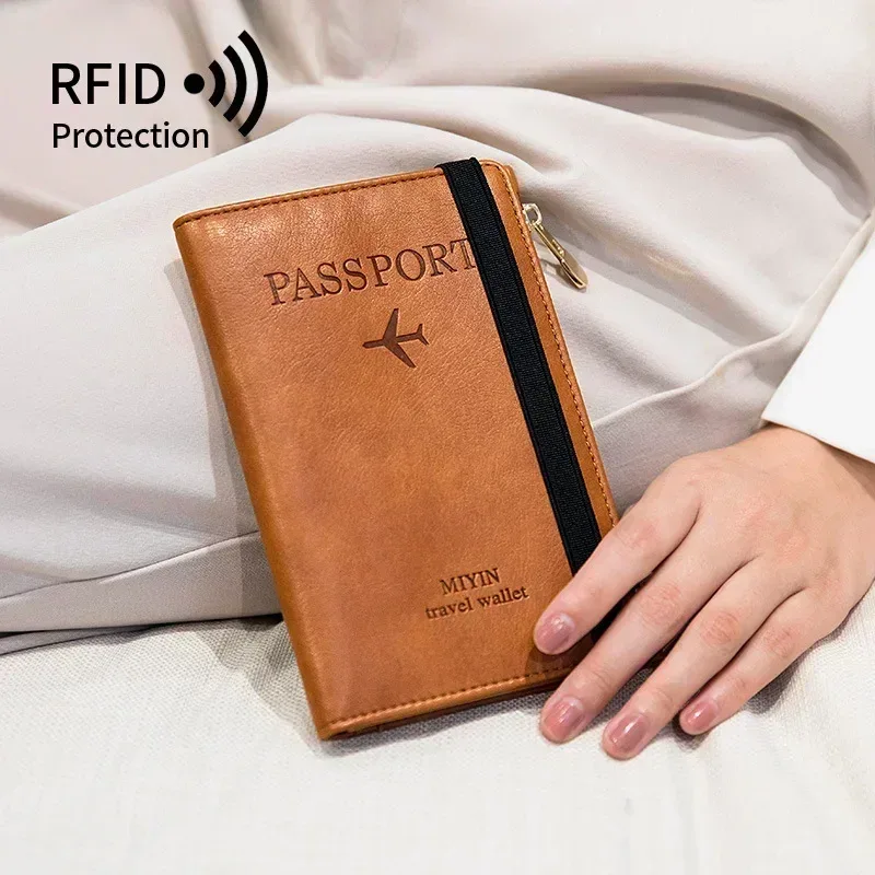 rfid anti blocage mince porte-passeport housse portefeuille de voyage pour hommes femmes multi-fonction id porte-carte bancaire accessoires