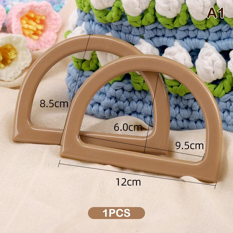 sacs en bois/plastique en forme de d, poignée de remplacement, sacs de bricolage fabriqués à la main, accessoires, sac à main, poignée fourre-tout, poignée demi-ronde