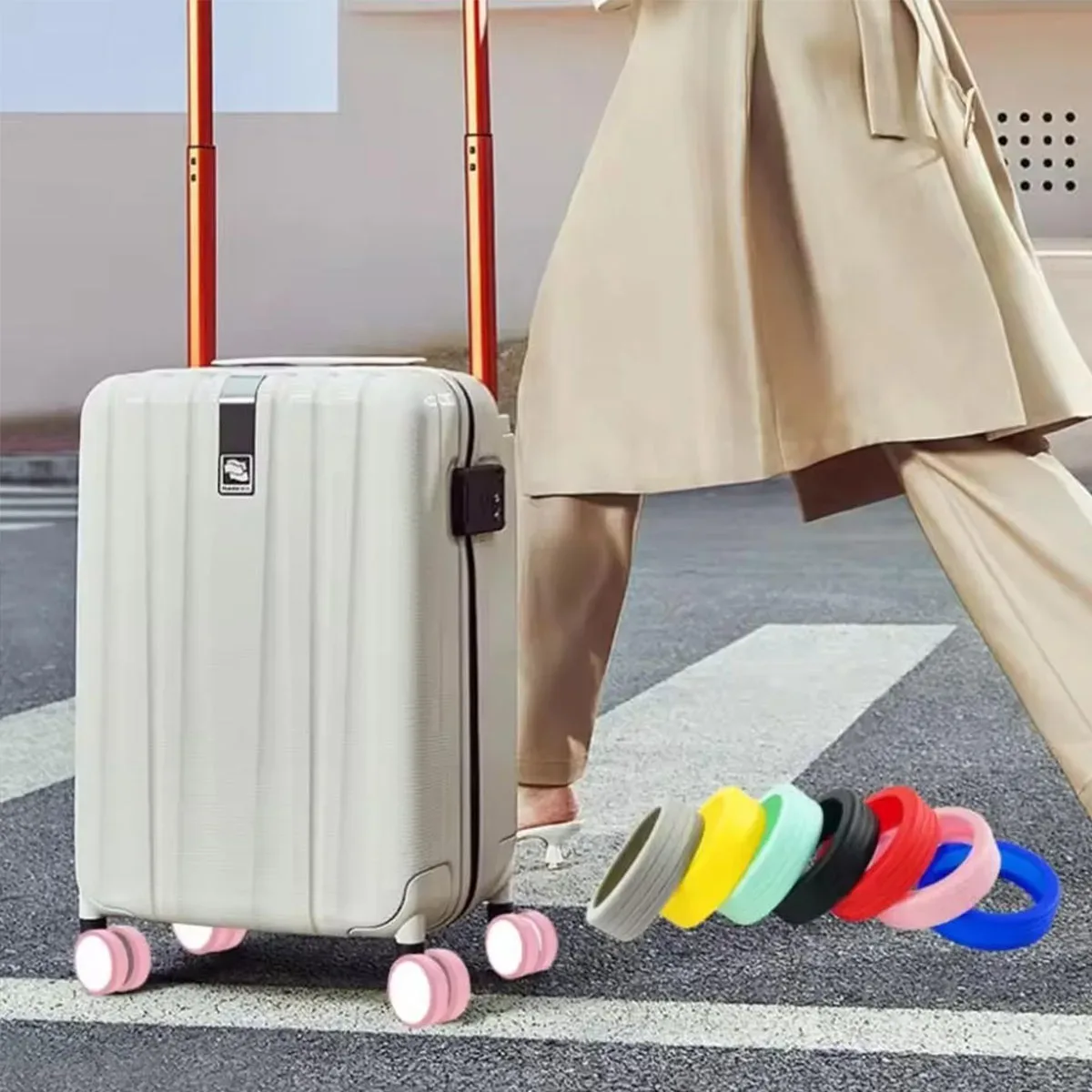housse en caoutchouc pour roues à bagages – accessoire silencieux pour roues de valise et roues universelles