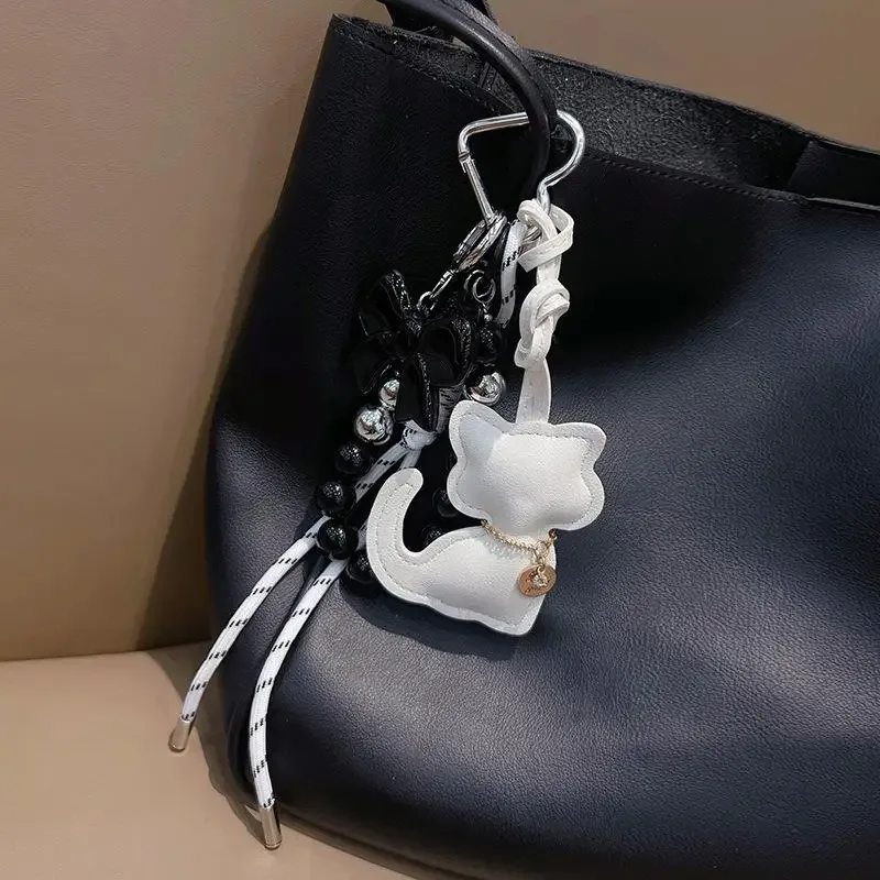 porte-clés chat noir mignon, breloque de sac, pendentif, accessoire portable pour adolescents et femmes, idéal pour fêtes, cadeau, usage quotidien, décoration de sac à dos
