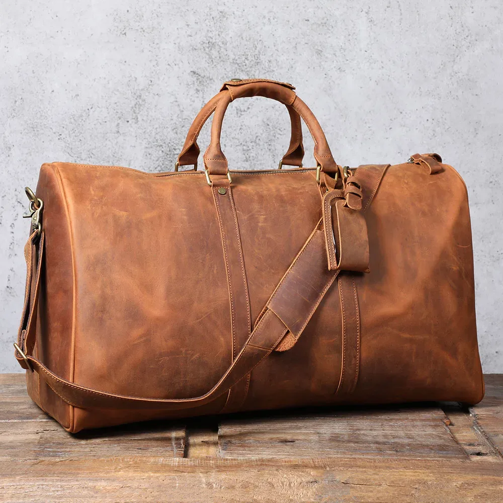 sac de voyage s.worker en cuir pleine fleur grand format pour homme, sac de week-end vintage en cuir véritable, sacs de sport pour homme, sac de voyage pour la nuit
