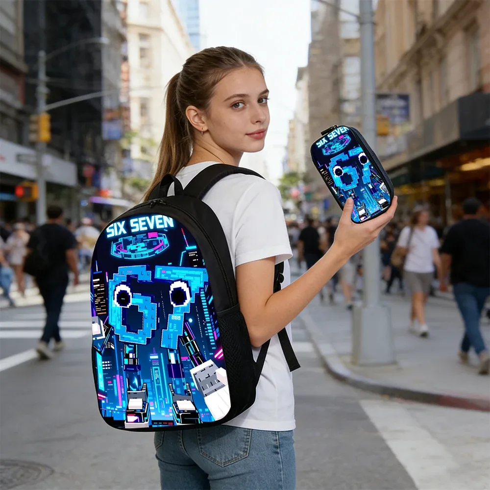 Ensemble de sacs à dos imprimés avec des chiffres de dessin animé 67, légers, grande capacité, pour l'école, le voyage, cadeau parfait pour enfants, 1/2/3/4/5 pièces