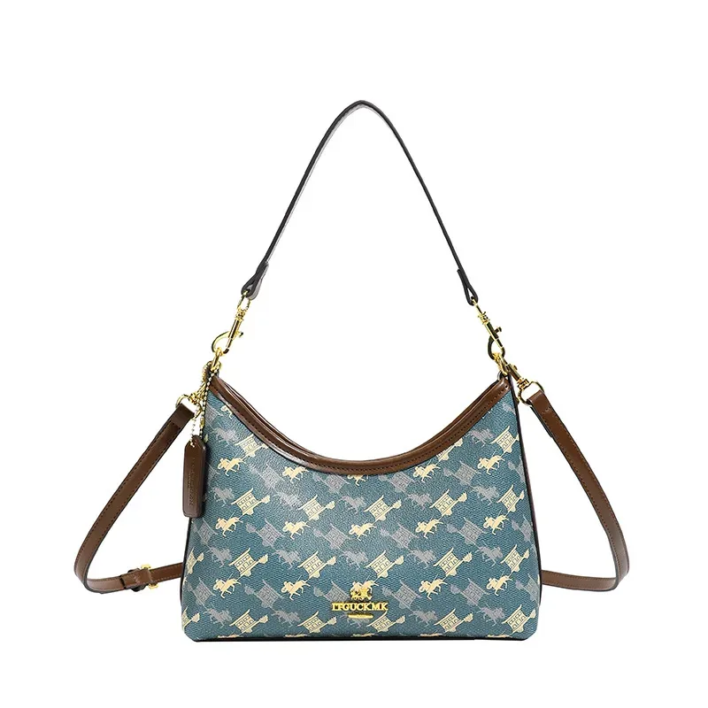 sac à bandoulière de style français à imprimé floral tendance, grande capacité, sac à main pour femme, matériau pu, sac à bandoulière rétro