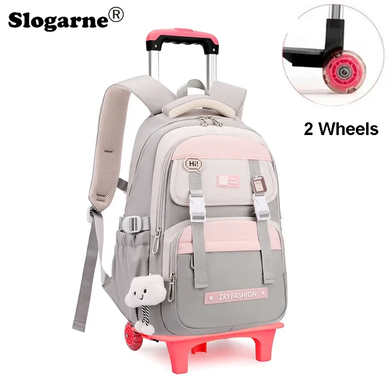 sac à dos roulant pour enfants, sac d'école étanche avec roulettes, chariot de collège, sac à dos à roulettes pour femmes