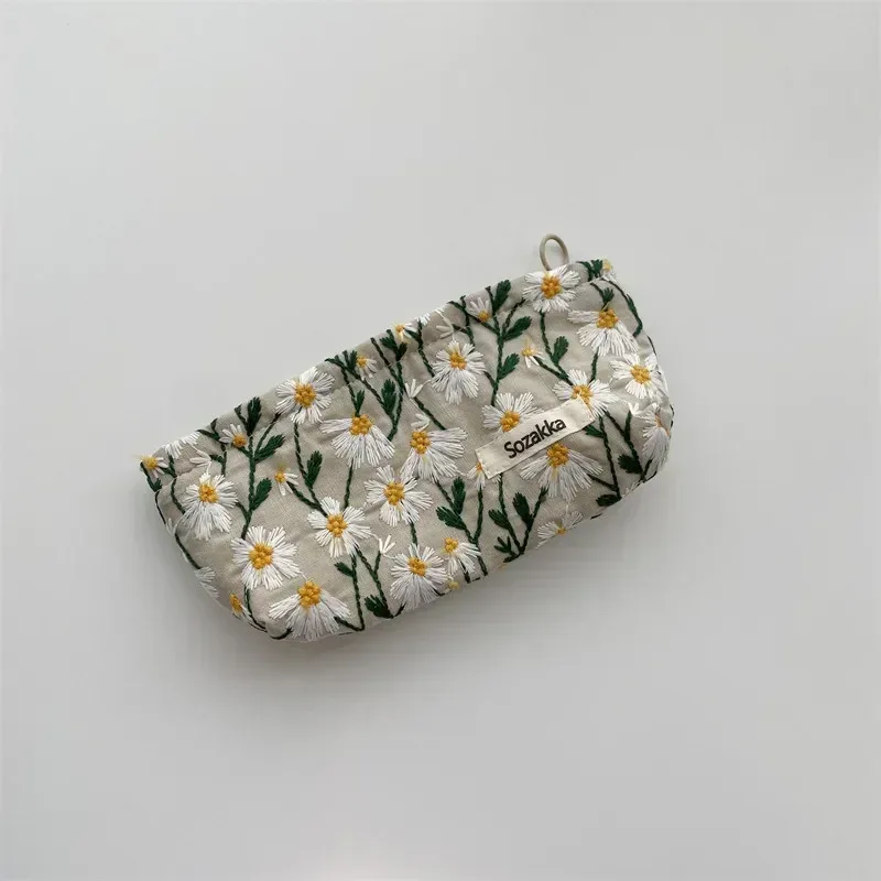 trousse de maquillage à motif floral pour femme, trousse de toilette cosmétique, trousse à fermeture éclair, trousse de voyage pour poudres lavantes, trousse de rangement de maquillage, nouveau