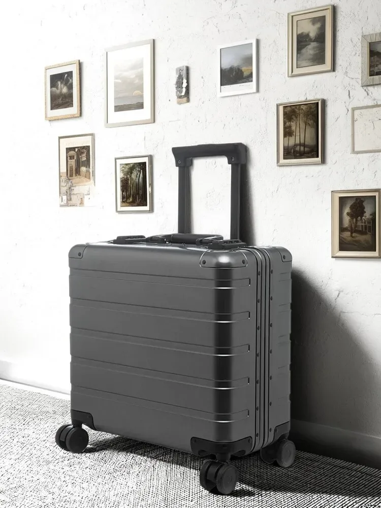 Bagage à main d'affaires en alliage d'aluminium et de magnésium de 18 pouces, boîtier de chariot pour ordinateur portable, valise à cadre en métal durable pour hommes et femmes