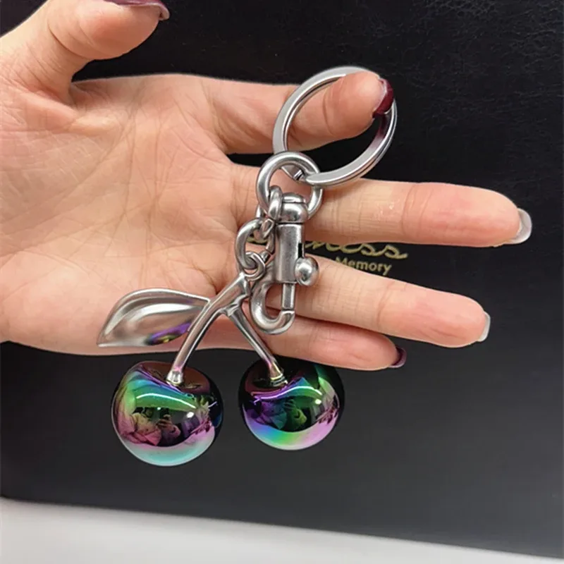 pendentif cerise de couleur dégradée pour sac à main d'entraîneur, sacs à bandoulière, accessoires cadeau, porte-clés pendentif cerises pour femmes
