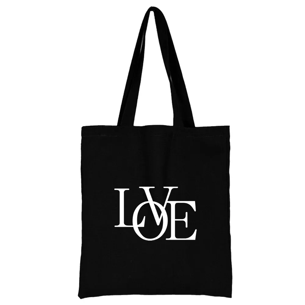sac de courses en toile pour femmes, sacs à bandoulière, sac à main de shopping, sacs d'épicerie, texte imprimé, nouvelle mode, fourre-tout de rangement écologique