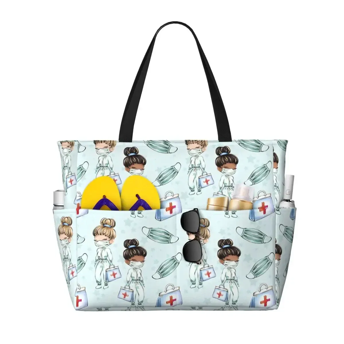 sac fourre-tout de voyage médical personnalisé enfermera en apuros pour femmes, sacs d'épicerie à bandoulière de grande capacité