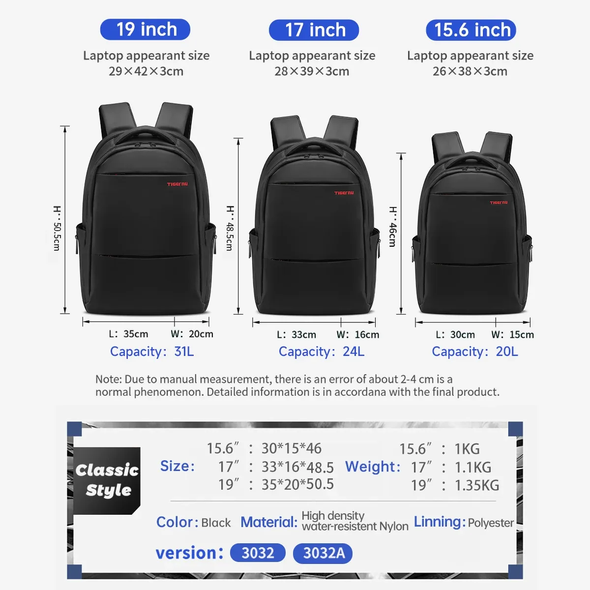 tigernu hommes sac à dos 15 17 19 pouces sac à dos pour ordinateur portable pour hommes pour femmes sac à dos d'affaires cartable voyage sac à dos sacs sac à dos