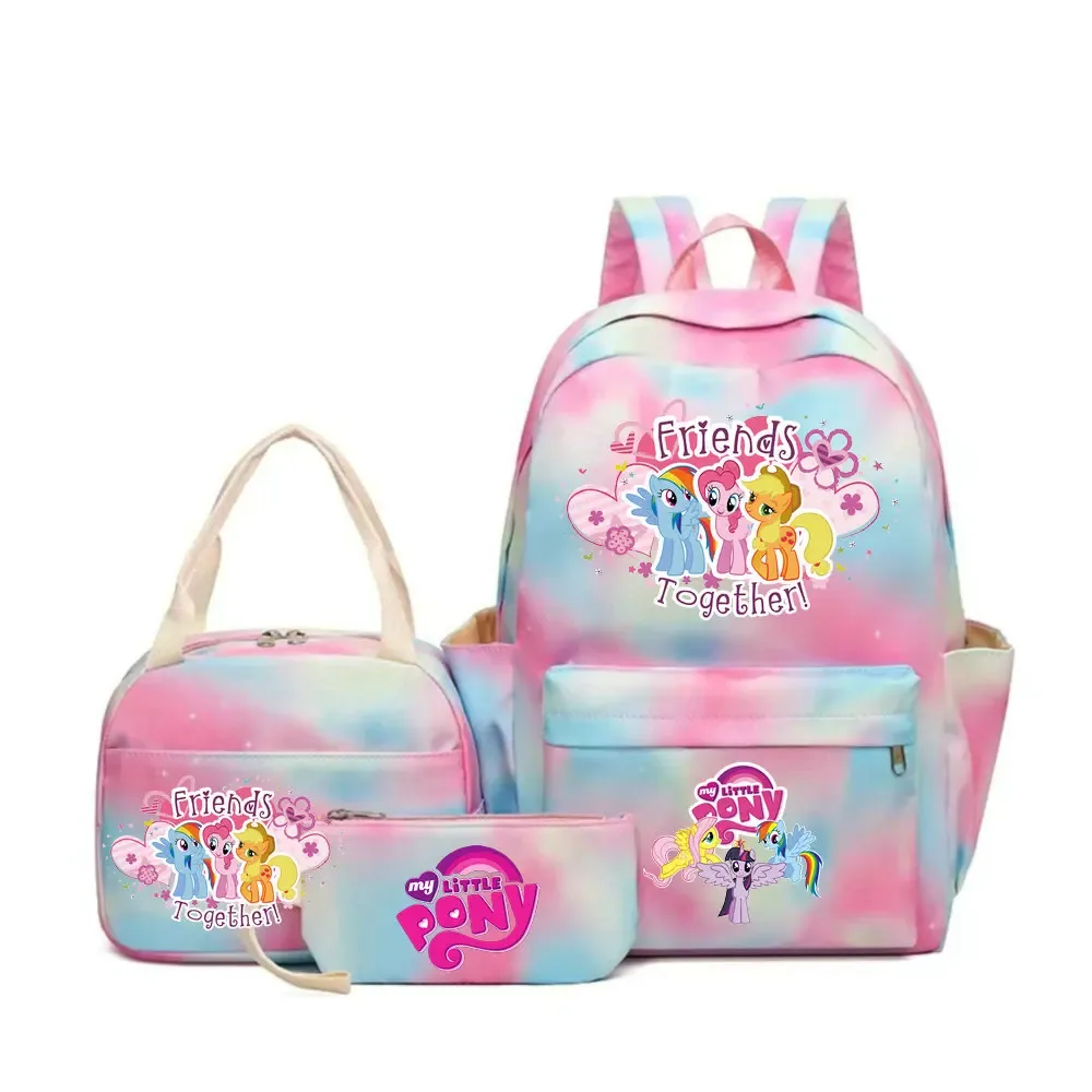 sac à dos my little pony, ensemble de 3 pièces, sac d'école pour étudiants, trousse à crayons, sac à dos de voyage pour adolescents, sac à dos décontracté pour ordinateur portable, mochilas