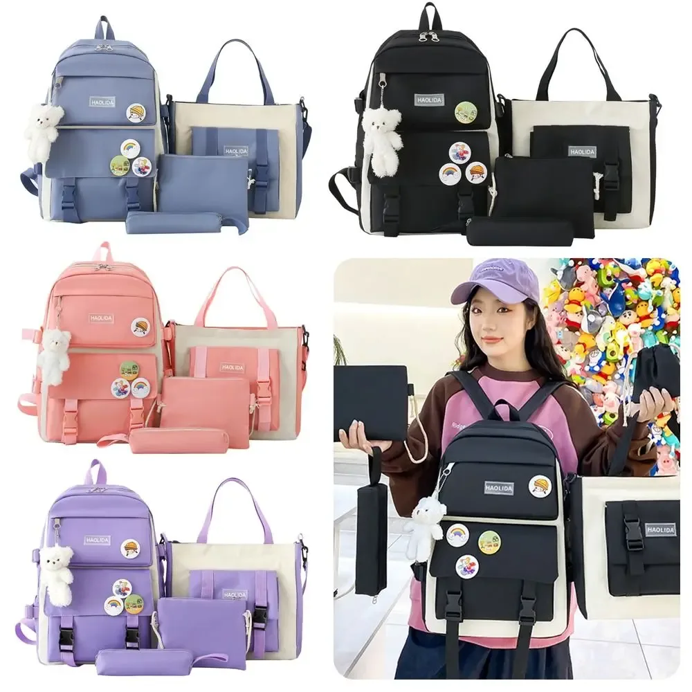 ensemble de 4 pièces : sac à dos multifonctionnel 4 en 1, grande capacité, tendance, décontracté, respirant, pour l'école et l'université.