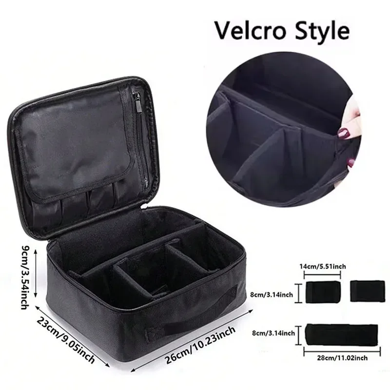 trousse de maquillage professionnelle portable avec diviseurs ajustables et compartiment pour pinceaux – organisateur de cosmétiques pour artistes