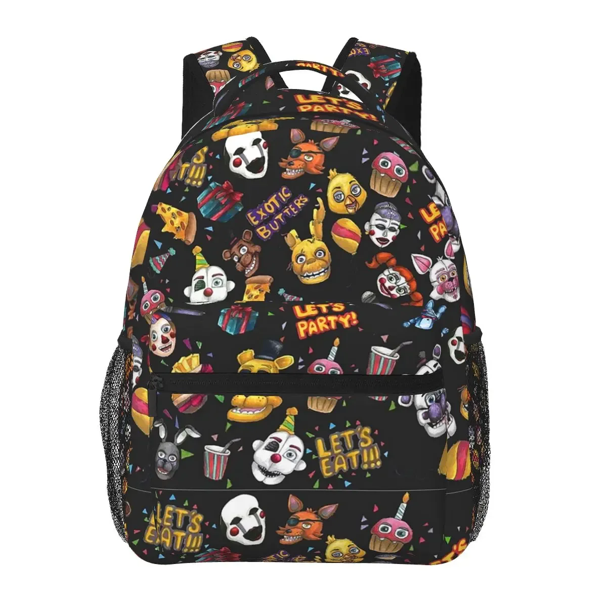 fnaf - let's party - sac à dos scolaire noir pour étudiants, sac de voyage et de randonnée pour hommes et femmes, sac à dos tendance, sacs à bandoulière