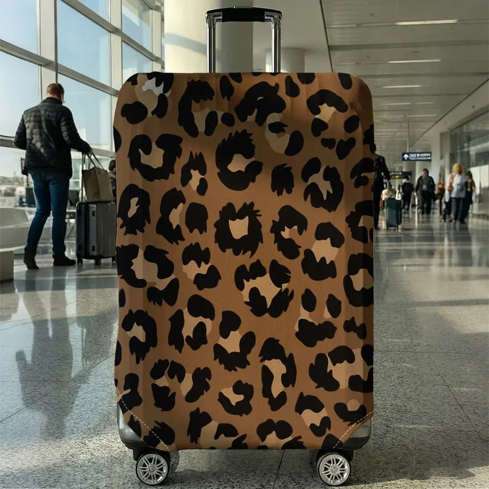 housse de bagage à imprimé léopard, adaptée aux bagages de 18 à 32 pouces, manchon pour poignée de bagage, accessoires de voyage