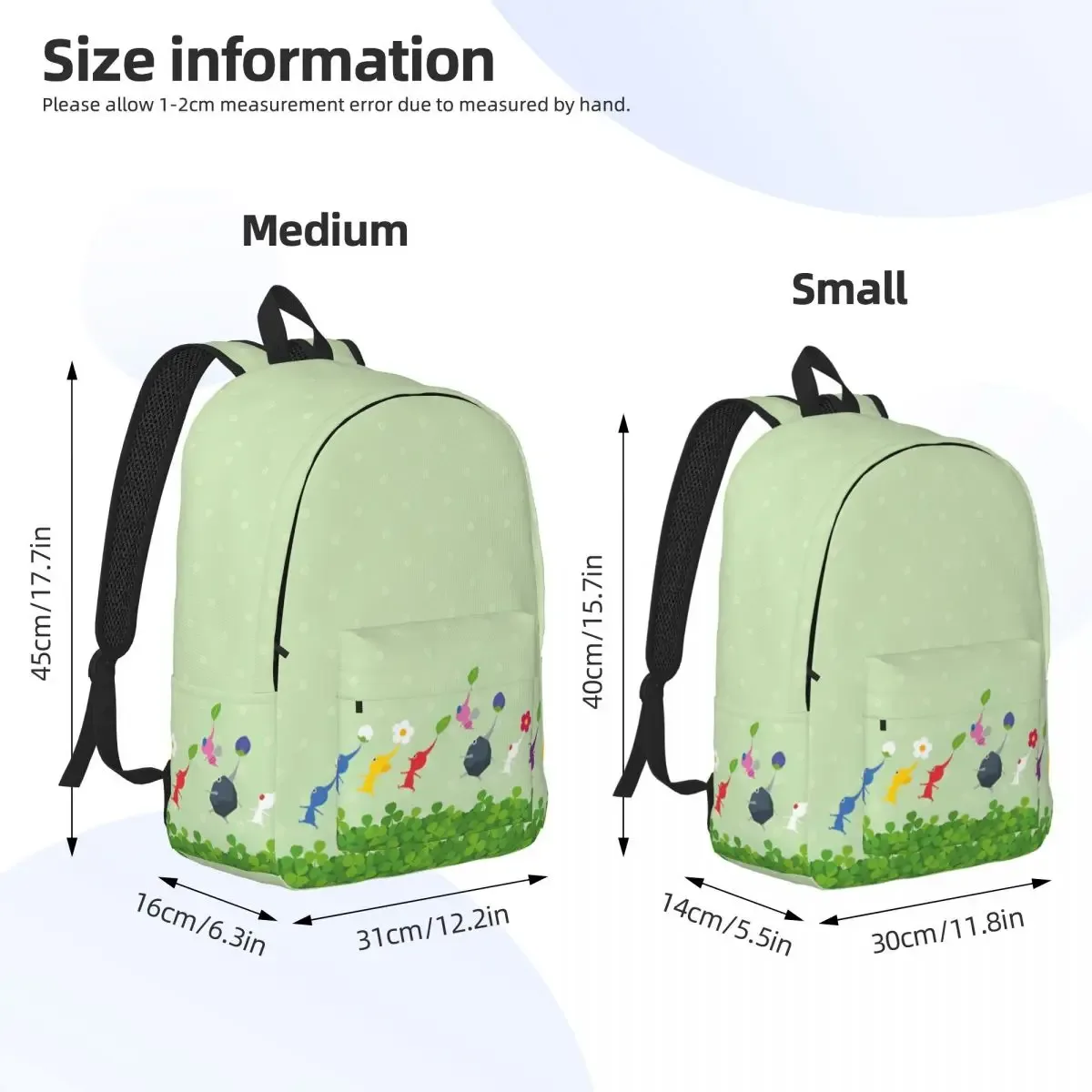 pikmins family sac à dos classique mignon et amusant, durable, pour lycée, jeu d'affaires, sac à dos anime pour hommes et femmes, sac à bandoulière universitaire