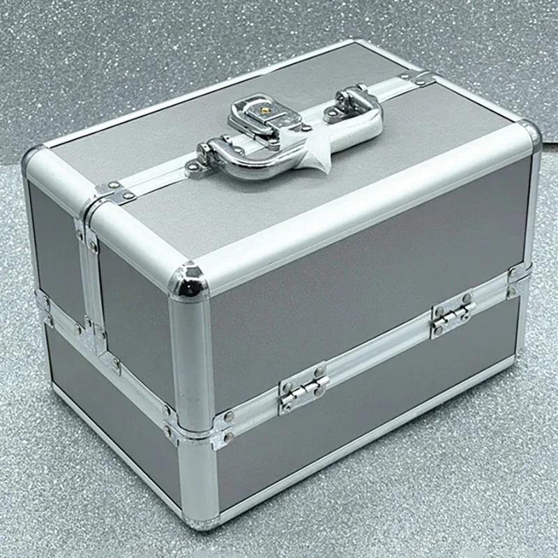 trousse de maquillage portable, grande capacité réglable, 4 plateaux coulissants, étui à cosmétiques, organisateur de rangement pour bijoux, beauté des ongles