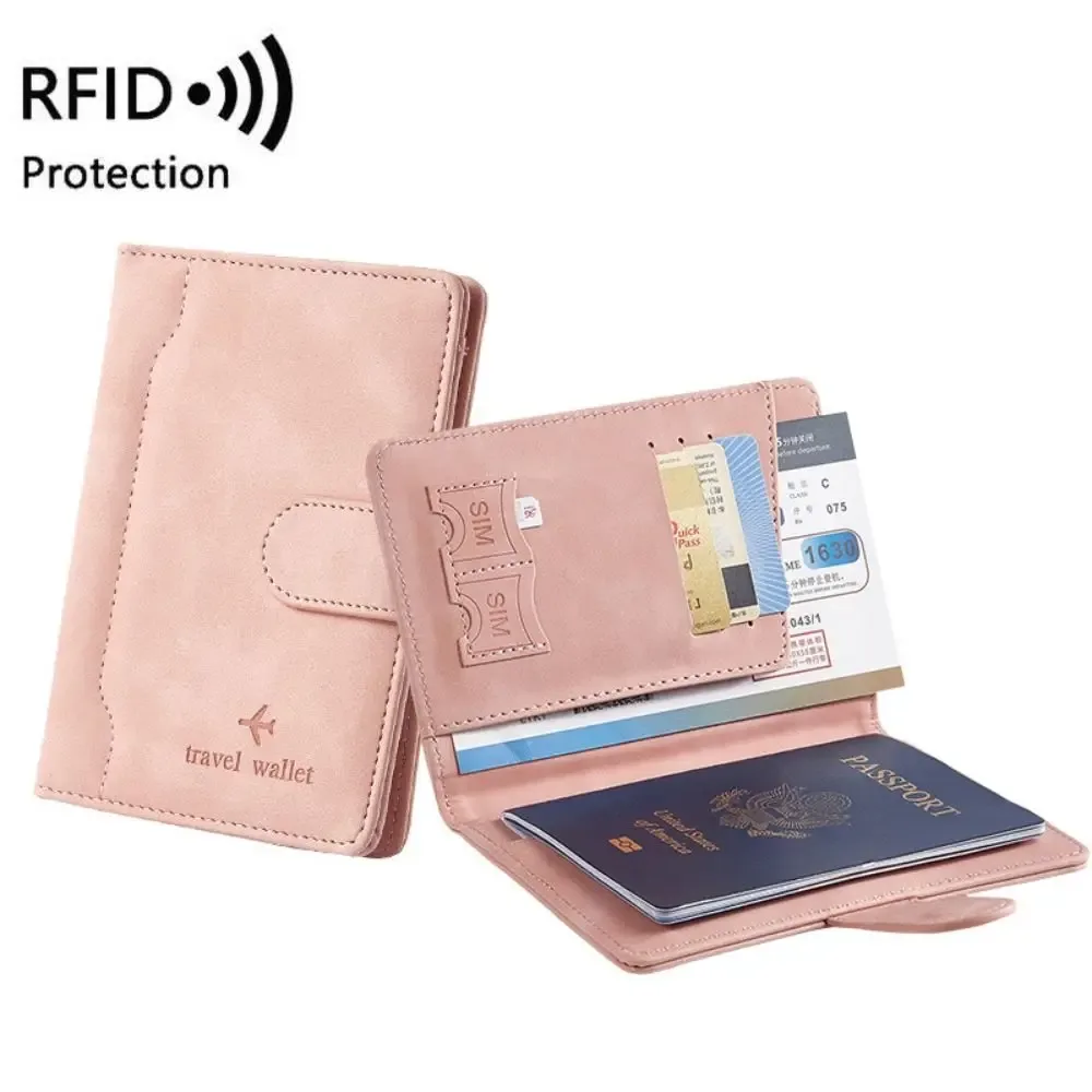 nouveau porte-passeport de couleur unie, blocage rfid, fente pour billet, clip, housse de protection, sac pour cartes de voyage en cuir