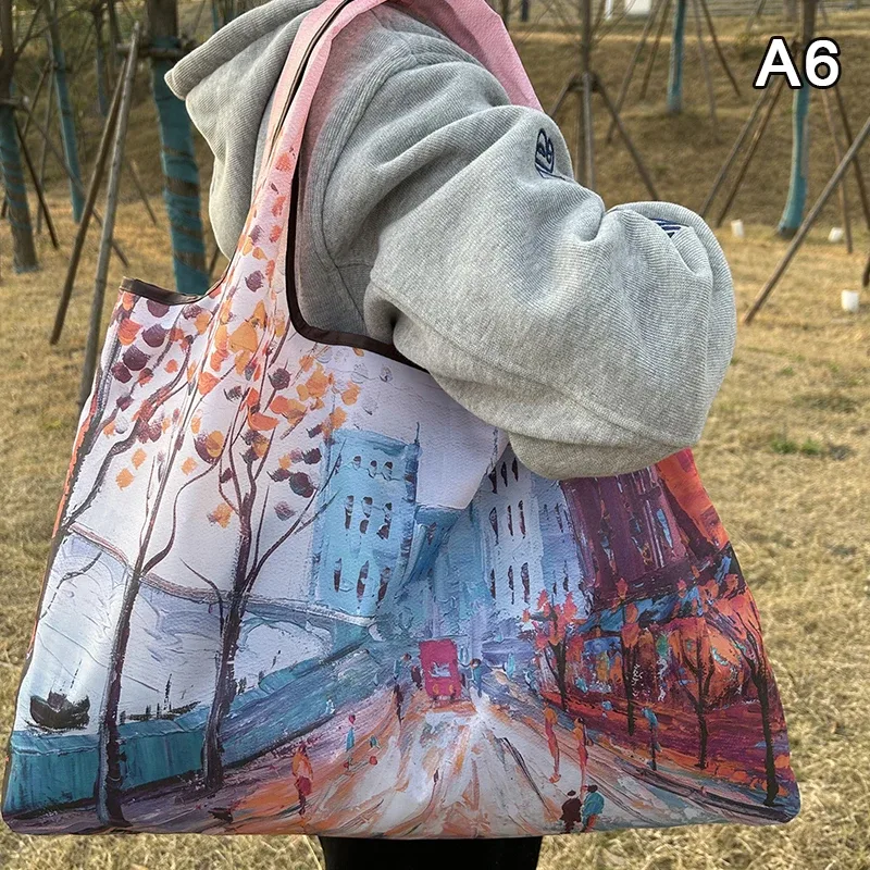 sac de courses pliable, nouvelle mode, sac de rangement d'épicerie réutilisable, sac à main à bandoulière portable en nylon, fourre-tout de voyage
