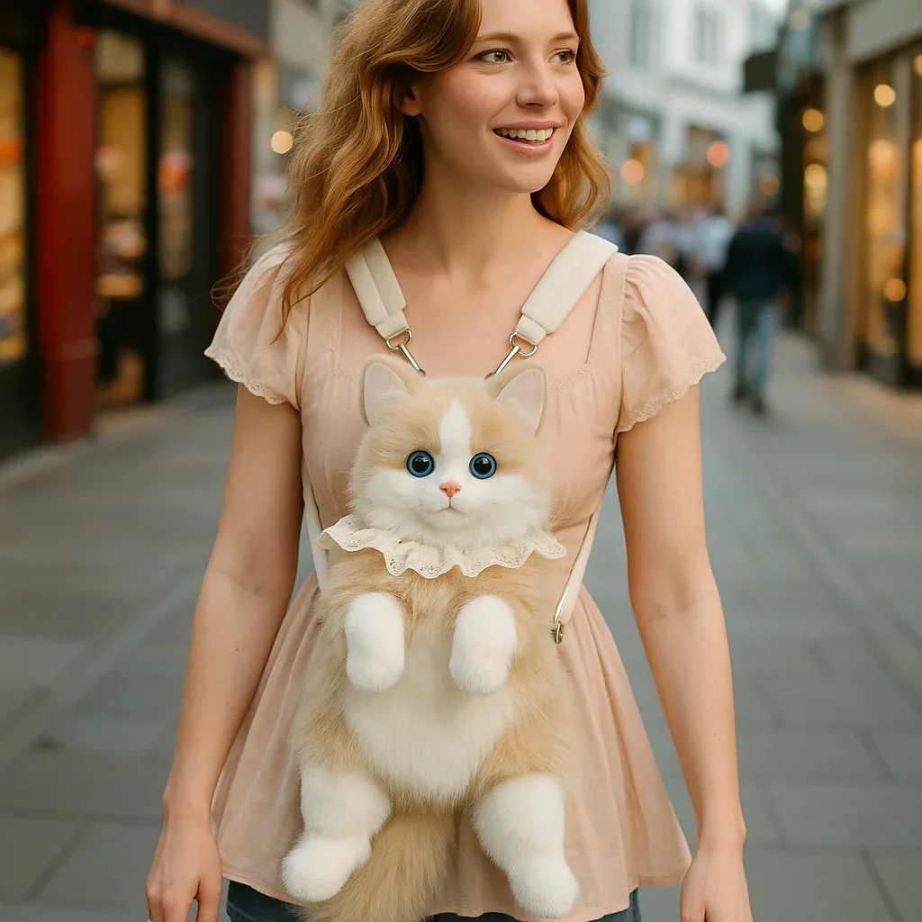 sac à dos chat mignon pour filles, sac en peluche kawaii, sac bandoulière doux en forme d'animal pour l'école, les voyages et les tenues quotidiennes