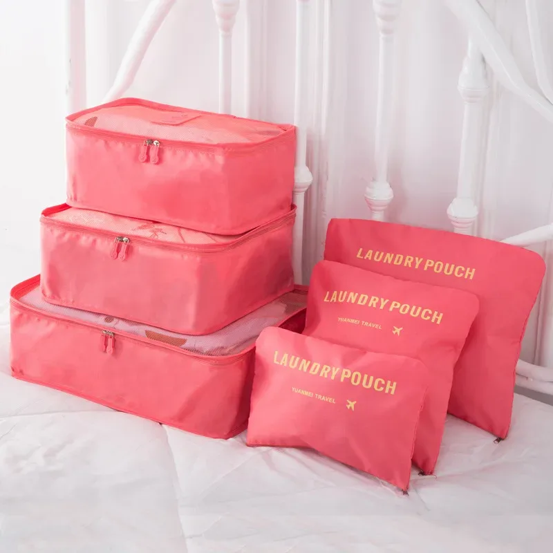 ensemble de 6 grands sacs de rangement de voyage en tissu oxford, adaptés aux sacs à dos et aux valises, sacs de rangement de voyage, sacs de rangement de bagages multifonctionnels et durables, adaptés aux emballages efficaces, accessoires de voyage essentiels, pratiques pour organiser les vêtements, les cosmétiques, les articles de toilette, etc.