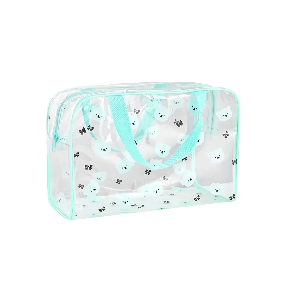 1 trousse de toilette imprimée motif dessin animé avec poignée, idéale pour ranger les cosmétiques lors d'une fête spa, trousse à maquillage portable avec plusieurs compartiments, est un excellent choix pour les voyages et les cadeaux.