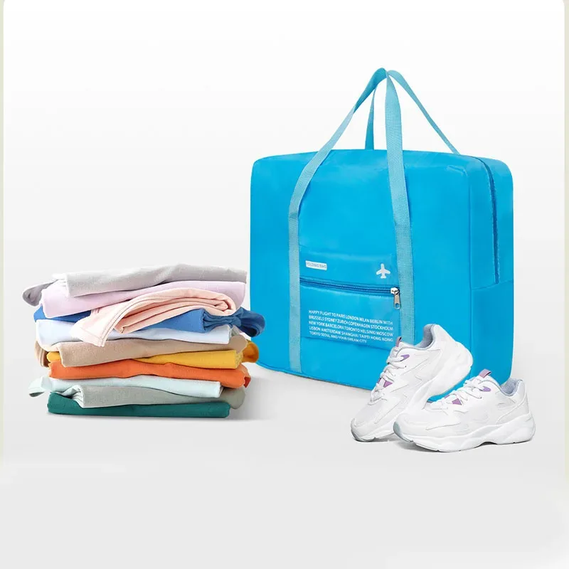 Sac de rangement en nylon portable étanche pour voyage, organisateur de bagages à main, grande capacité, pliable, avion