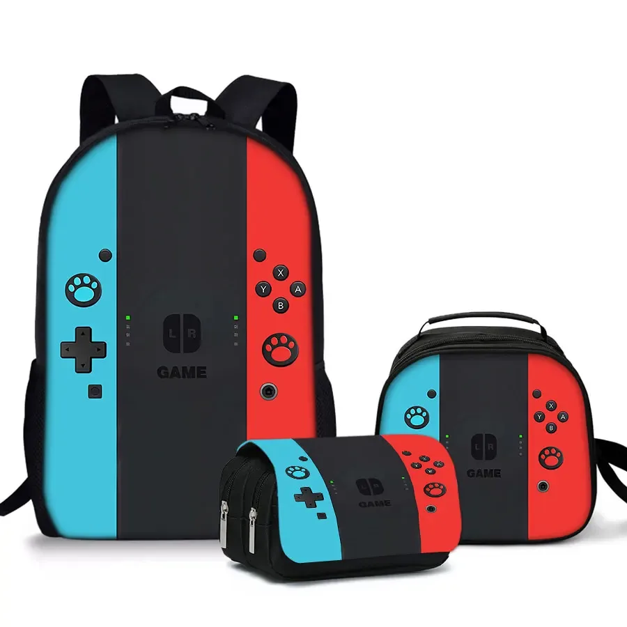 sac à dos pour ordinateur portable 2d dessin animé grande capacité, style simple et léger, idéal pour adolescents, femmes et hommes – nouveauté : lot de 3 pièces pour console de jeux, cadeau pour garçons/filles
