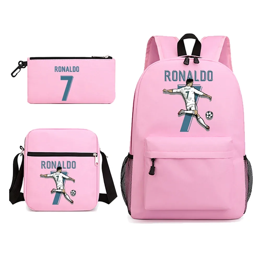 sac à dos ronaldo cr7 pour garçons et hommes, sac à dos initié à l'école, sac à crayons 3 pièces pour cadeau gérgift