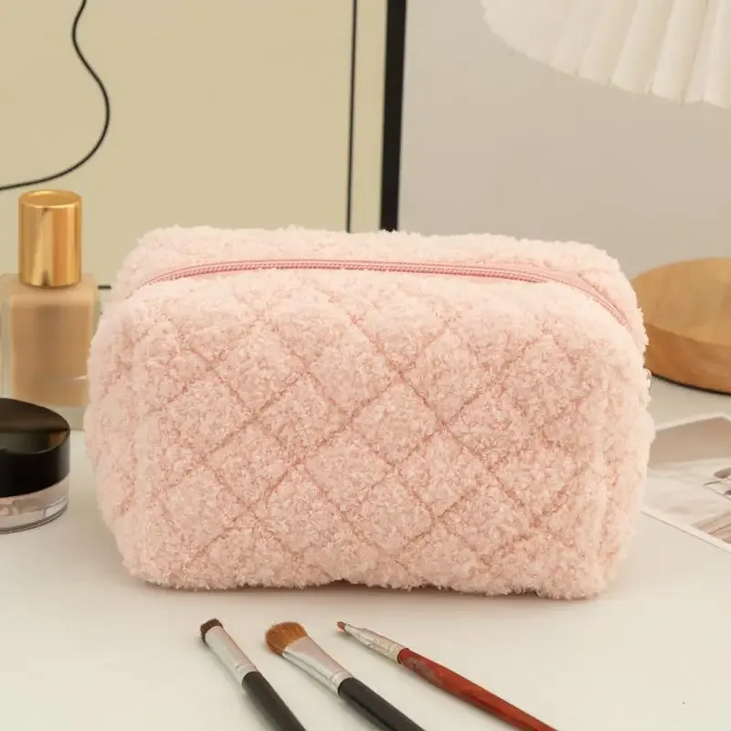 sacs de maquillage en peluche, sac de rangement de cosmétiques de voyage souple, organisateur portable, trousse à crayons