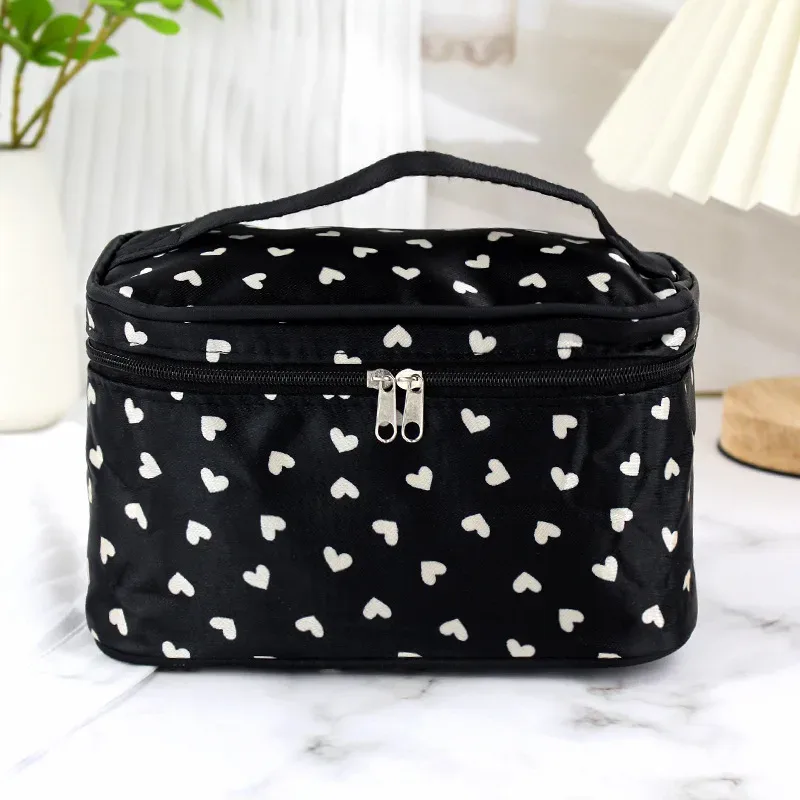 sac de maquillage à pois, sac de voyage portable de grande capacité, organisateur de toilette, boîte de rangement, sac à main étanche, sac à cosmétiques, sac de lavage