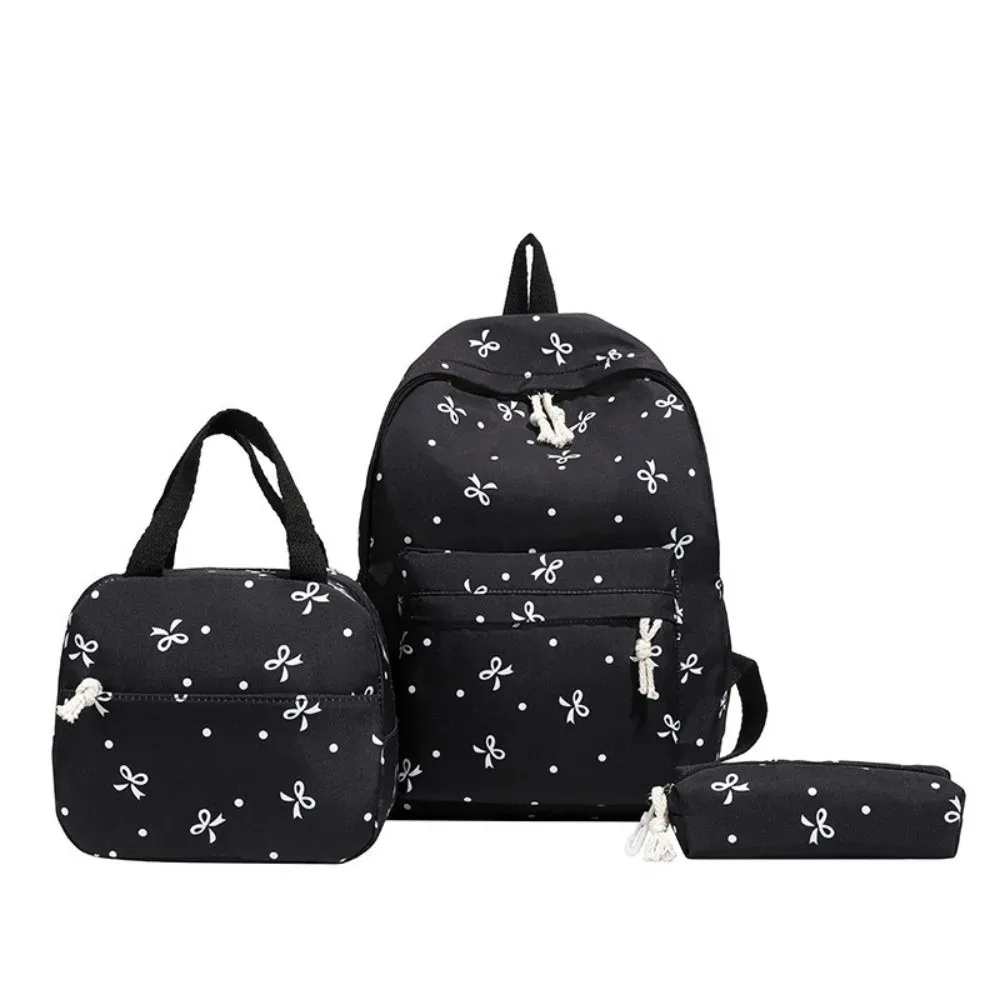 ensemble de sacs d'école trois pièces avec trousse, sac à dos en nylon grande capacité avec nœud, protection anti-rayures et sangles fixes