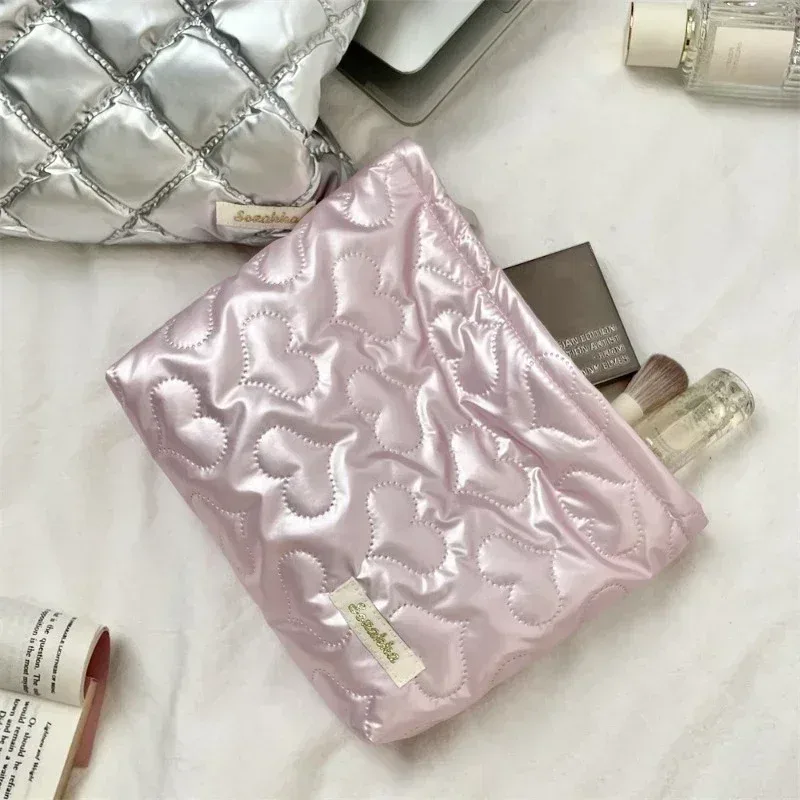 arc coeur argent pochette cosmétique sac à main sac de maquillage portable femmes articles de toilette soins de la peau sac de rangement organisateur pochette étui pour fille