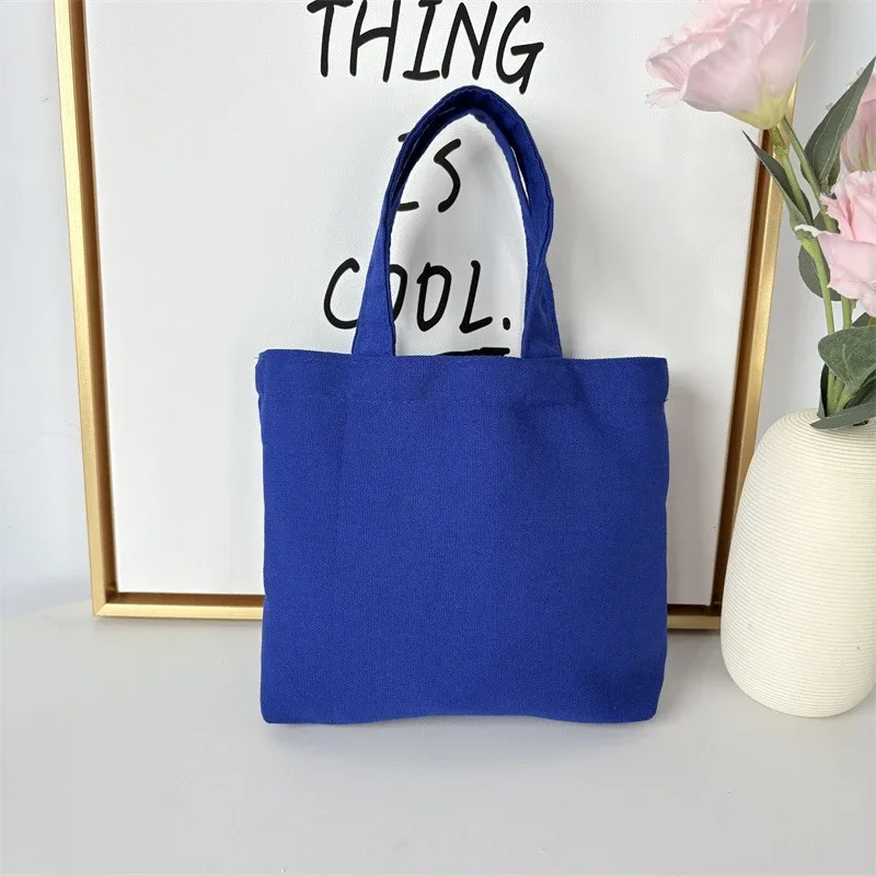 sac fourre-tout en toile de style coréen, sacs de shopping simples de couleur unie, petits sacs à la mode pour le shopping quotidien, sac à main pliable décontracté
